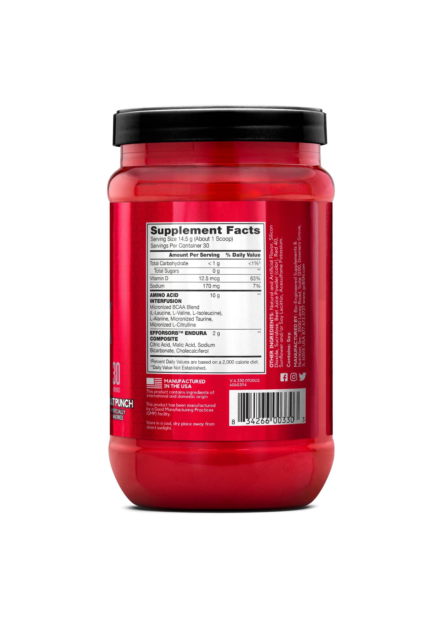 BSN Amino X Muscle Recovery & Endurance Powder with BCAAs, Intra Workout Support, 10 Grams of Amino Acids, Keto Friendly, Caffeine Free, Flavor: Fruit Punch, 30 servings (Packaging May Vary) BSN buy supplements canada