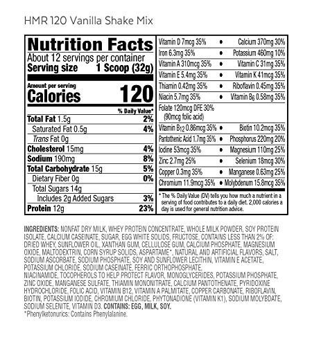 HMR 120 "Classic" Shake Meal Replacement Powder | Vanilla Shake Mix to Support Healthy HMR buy supplements canada