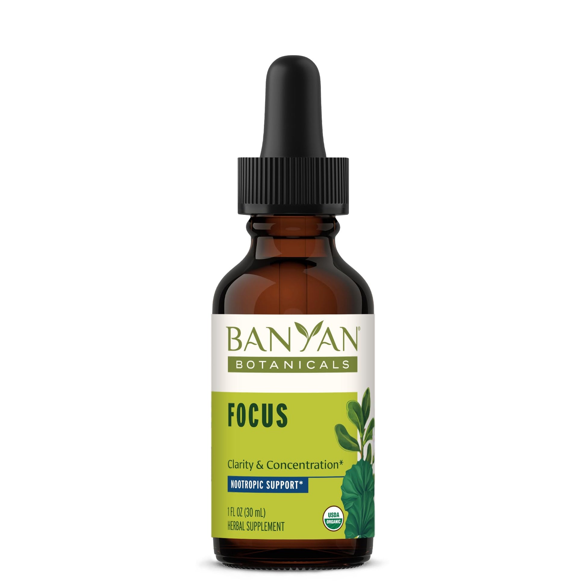 Banyan Botanicals Focus Liquid Extract – Organic Focus Supplement – Liquid Extract in Non-Alcoholic Glycerin – Nootropic Herbs for Fast-Acting Support* – 1 oz. – Non-GMO Sustainably Sourced Vegan Banyan Botanicals buy supplements canada