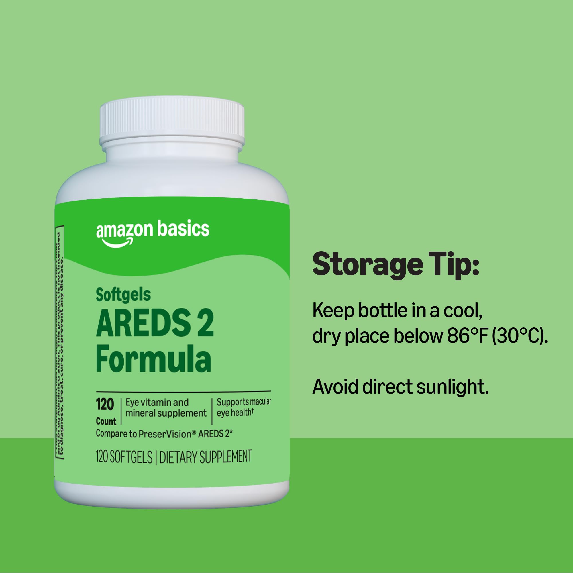 Amazon Basics Eye Vitamin and Mineral Supplement, AREDS 2 Formula with Lutein & Zeaxanthin, 120 Softgels Amazon Basics buy supplements canada