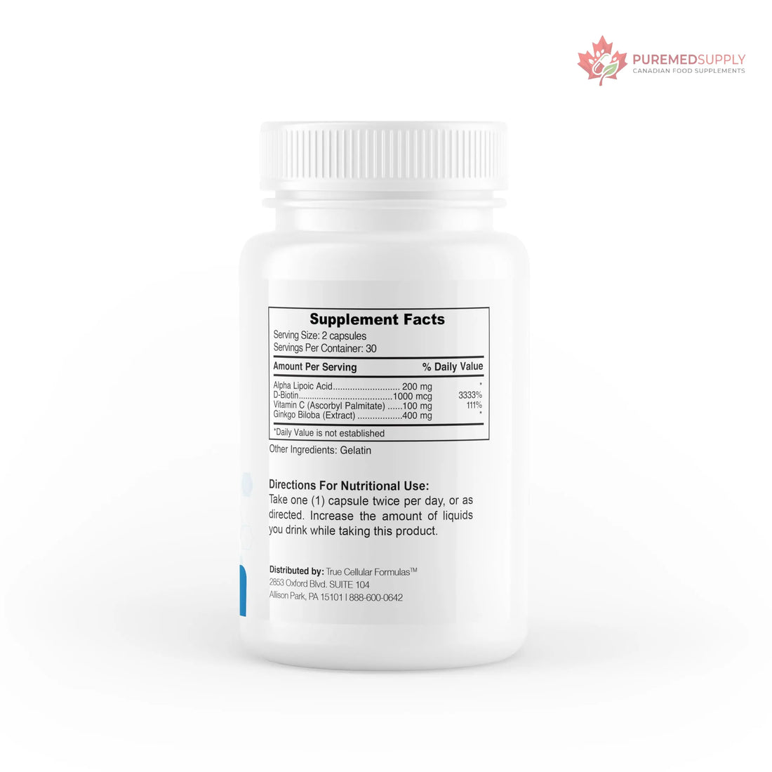 True Cellular Formulas BrainDTX - Supports Cognitive Function, Focus & Mental Clarity - Promotes Clear Thinking & Memory - with Alpha Lipoic Acid & Biotin - Antioxidant Support - 60 Capsules True Cellular Formulas buy supplements canada