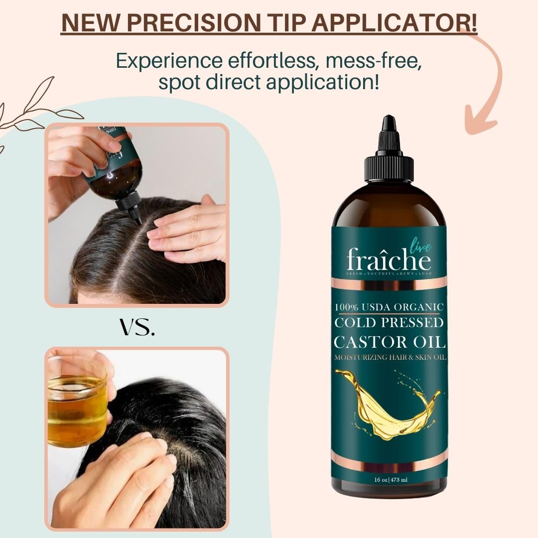 Live Fraiche USDA Organic Cold Pressed Castor Oil (16oz), 100% Pure, Hexane-Free Castor Oil Live Fraiche buy supplements canada