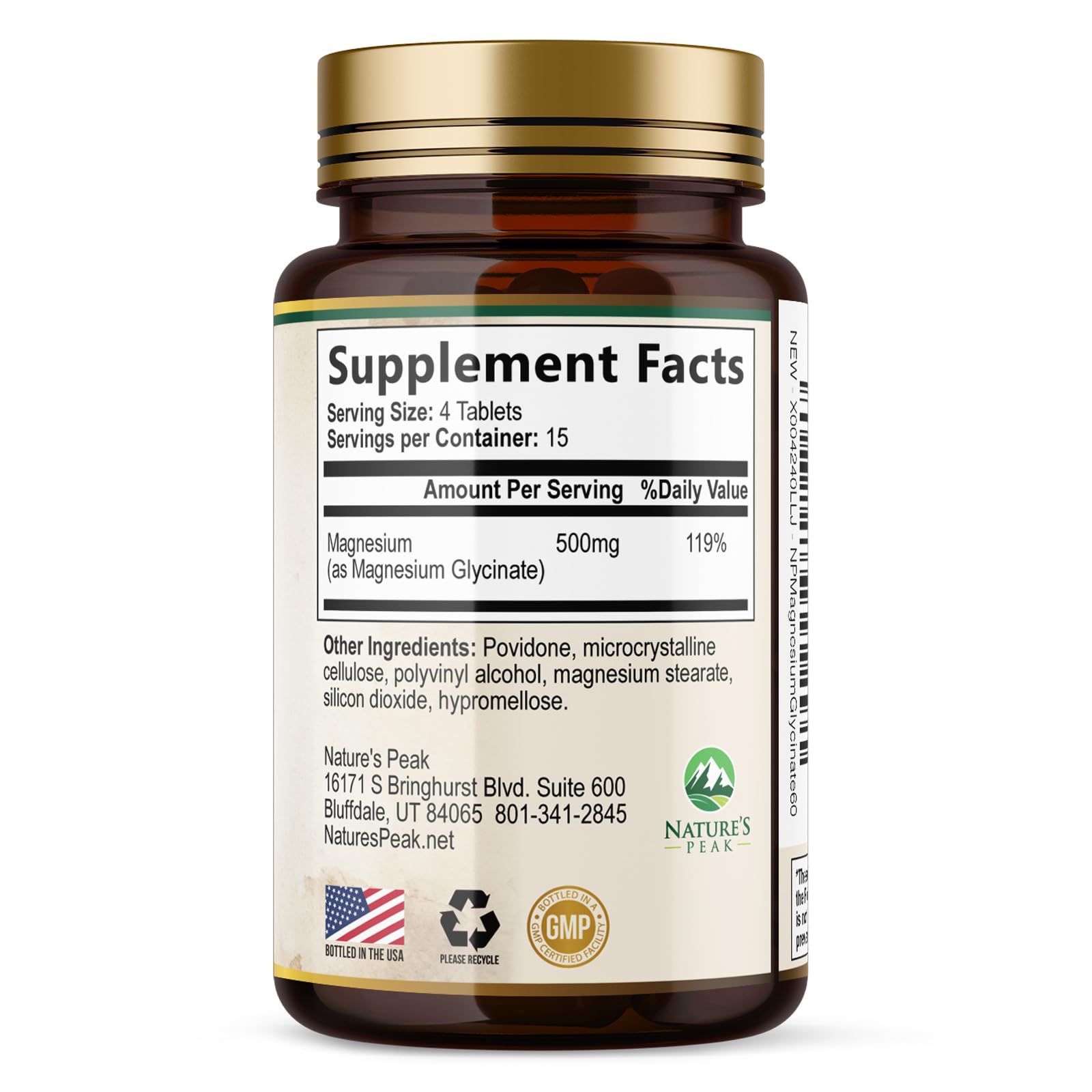 Magnesium Glycinate 500mg Per Serving - High Absorption Chelated Magnesium Supplement for Muscle, Bone and Heart Health Support - Easy Digestion & Gentle on Your Stomach - USA Bottled - 60 Tablets Nature's Peak buy supplements canada