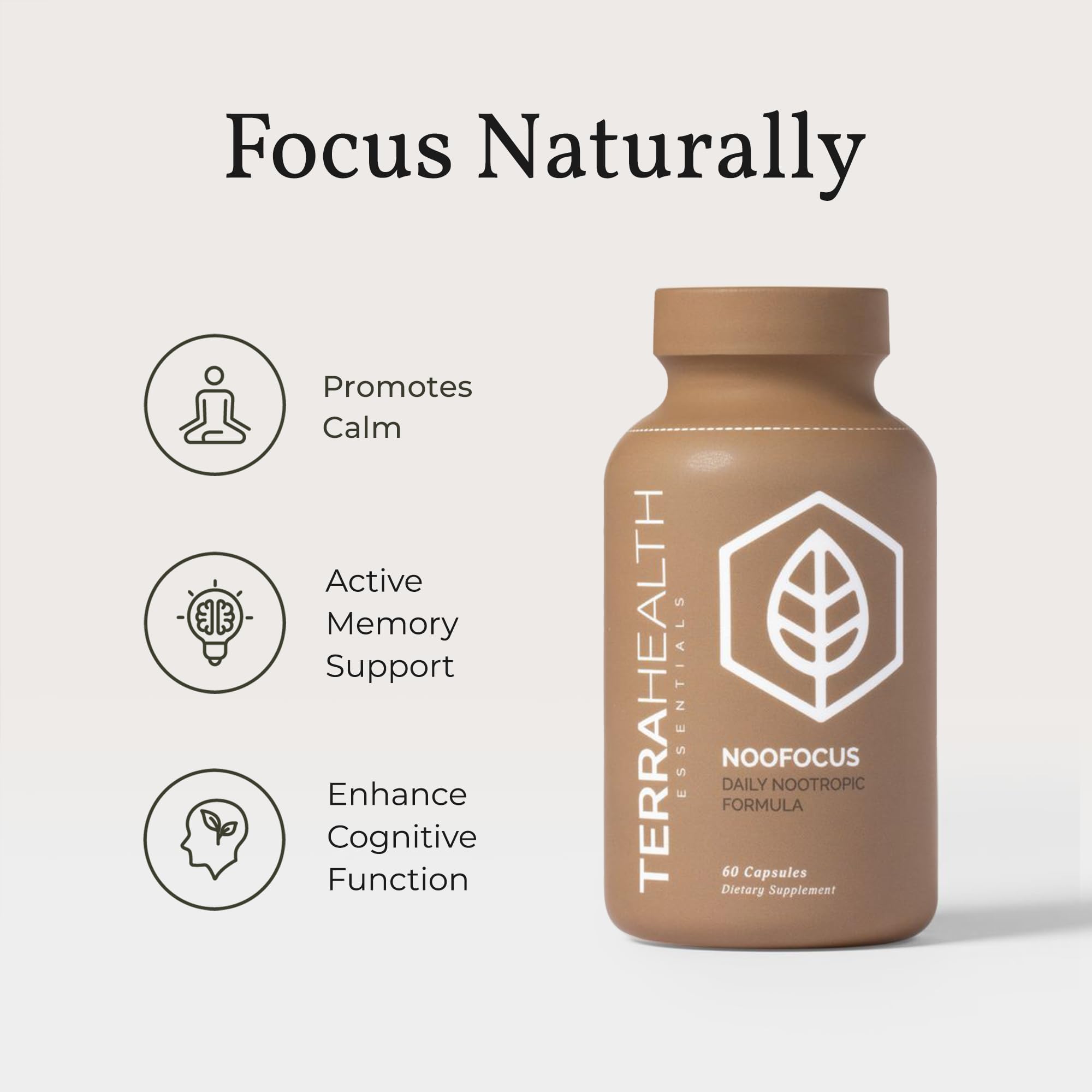 Terra Health Essentials NOOFOCUS - Nootropics Brain Support Supplement with Adaptogenic Mushrooms, Alpha-GPC, Gotu Kola, L-Theanine for Focus & Memory - All Natural, 30 Day Supply Terra Health Essentials buy supplements canada