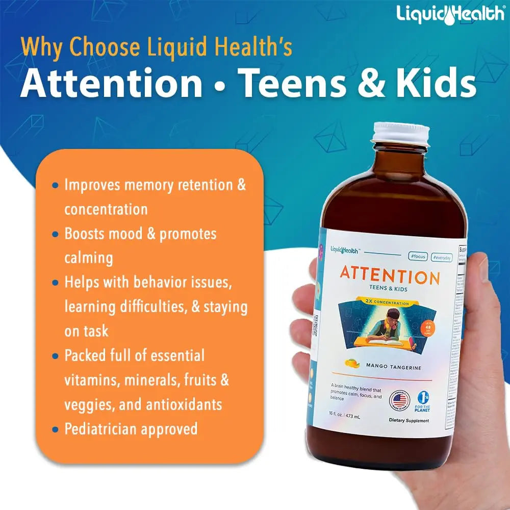 LIQUIDHEALTH Attention, Liquid Multivitamin for Kids & Teens - Improves Memory Retention, Concentration, Focus, Mood, Relaxation & Calming LIQUIDHEALTH buy supplements canada