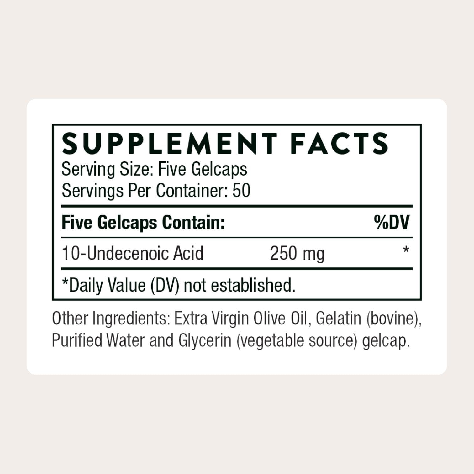 THORNE - Undecylenic Acid (Formerly Formula SF722) - 250 mg of Undecylenic Acid - for a Healthy Balance of Gut & Vaginal Flora* - Gluten Free - 250 Gelcaps - 50 Servings THORNE buy supplements canada