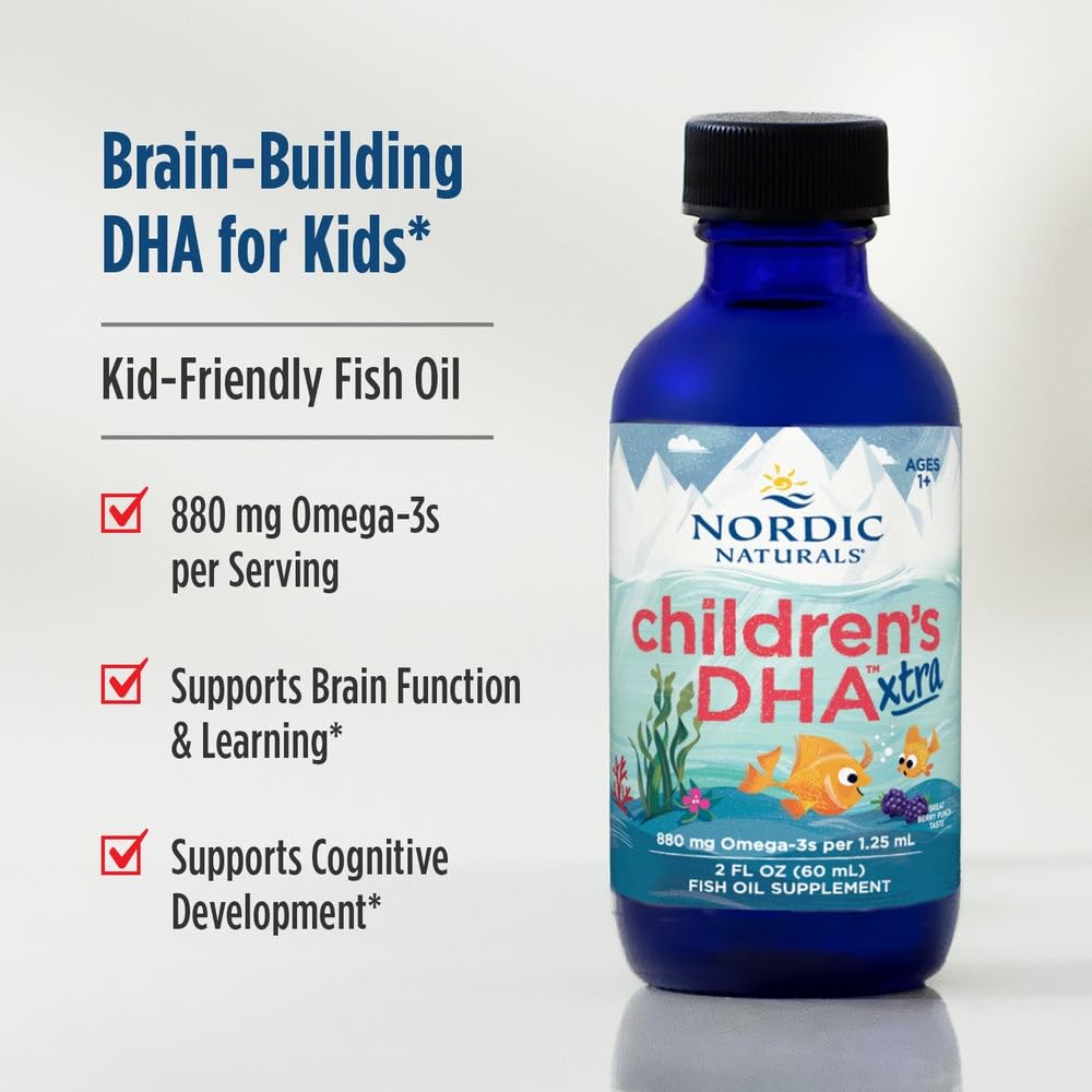 Nordic Naturals Children’s DHA Xtra, Berry Punch - 2 oz for Kids - 880 mg Total Omega-3s with EPA & DHA - Cognitive & Immune Function, Learning, Social Development - Non-GMO - 48 Servings Nordic Naturals buy supplements canada