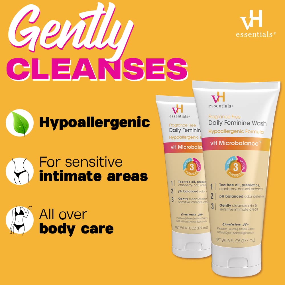 vH essentials Daily Feminine Wash - Fragrance Free, Hypoallergenic with Tea Tree Oil vH essentials buy supplements canada