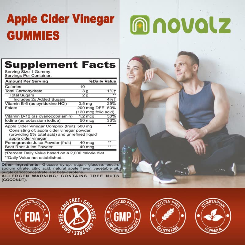 NOVALZ Apple Cider Vinegar Gummies for Weight Control, Detox, & Cleanse, 500mcg ACV NOVALZ buy supplements canada