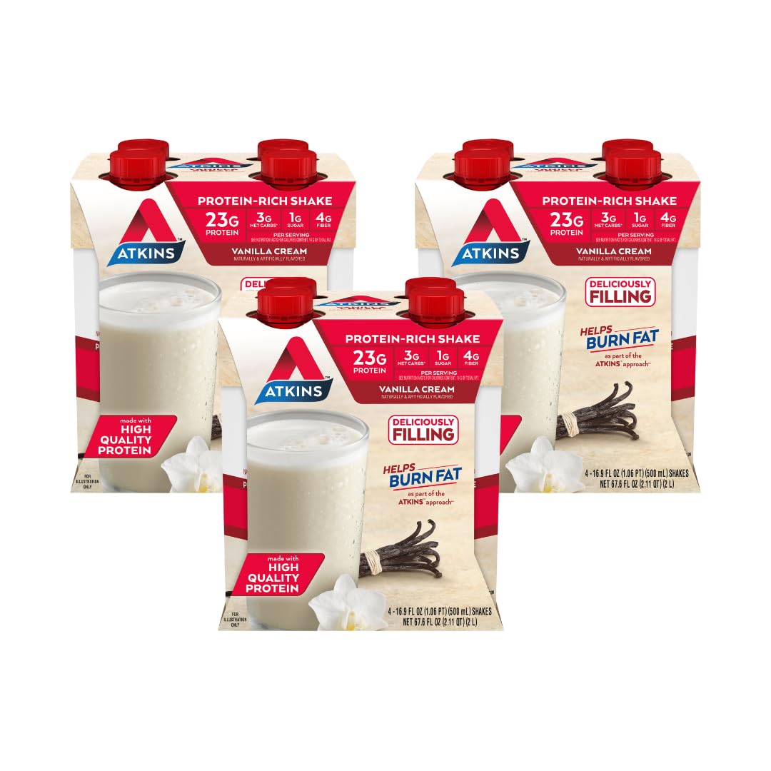 Atkins Vanilla Cream Meal Size Protein Shake, 23g Protein, Low Glycemic, 3g Carb Atkins buy supplements canada