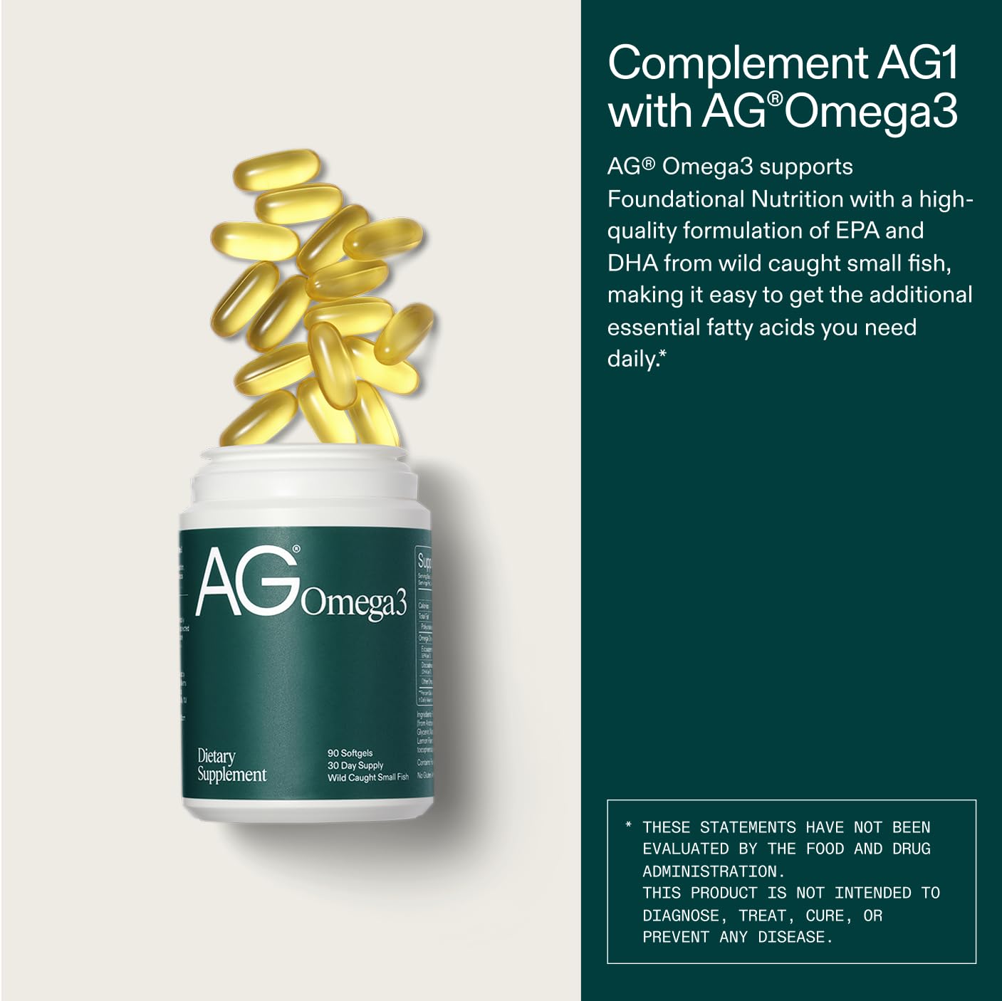 AG1 Omega 3 Fish Oil Softgels – 2000mg EPA & DHA from Wild-Caught Fish, Supports Heart, Brain & Joint Health | 90 Capsules | Athletic Greens Supplement AG1 buy supplements canada