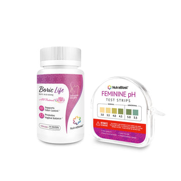NutraBlast Boric Acid Suppositories 600mg (30 Count) Bundle with Feminine pH Test Strips 3.0-5.5 (100 Tests Roll) | Monitor Intimate Health | Accurate Women’s Acidity & Alkalinity NutraBlast buy supplements canada