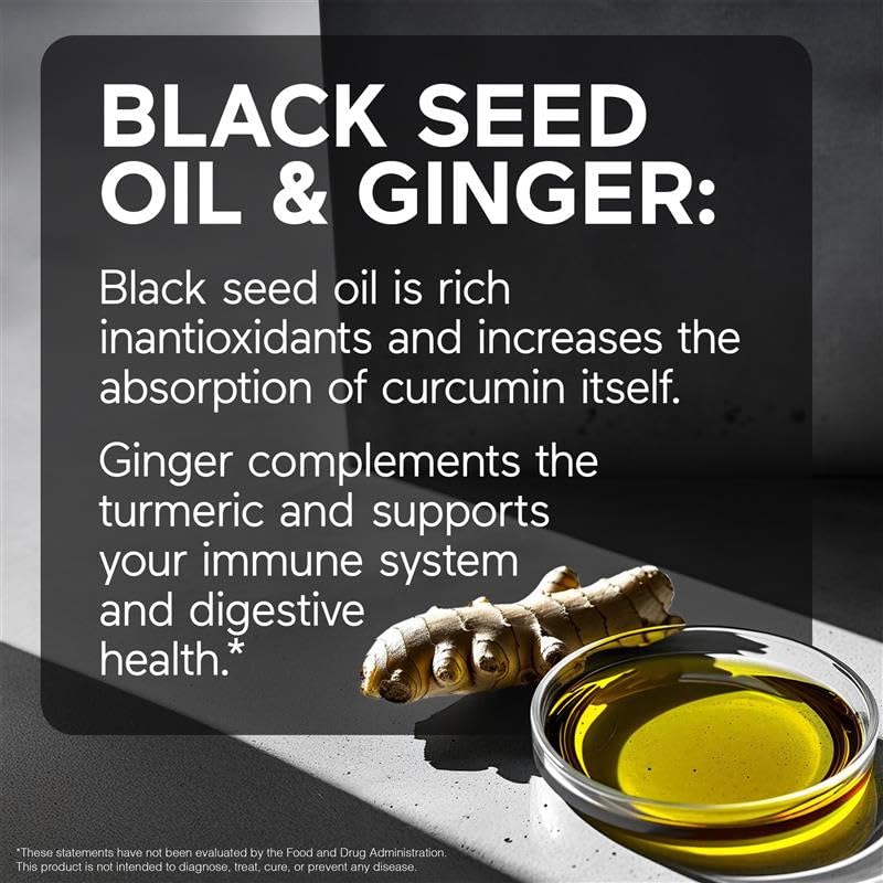 SMARTERNUTRITION Curcumin Softgels - Vegan High Absorption 400 mg Turmeric Supplement + Black Seed Oil & Ginger - 95% Tetrahydrocurcuminoids Non-GMO, USA Manufactured - 60 Ct[30 Servings] SMARTERNUTRITION buy supplements canada