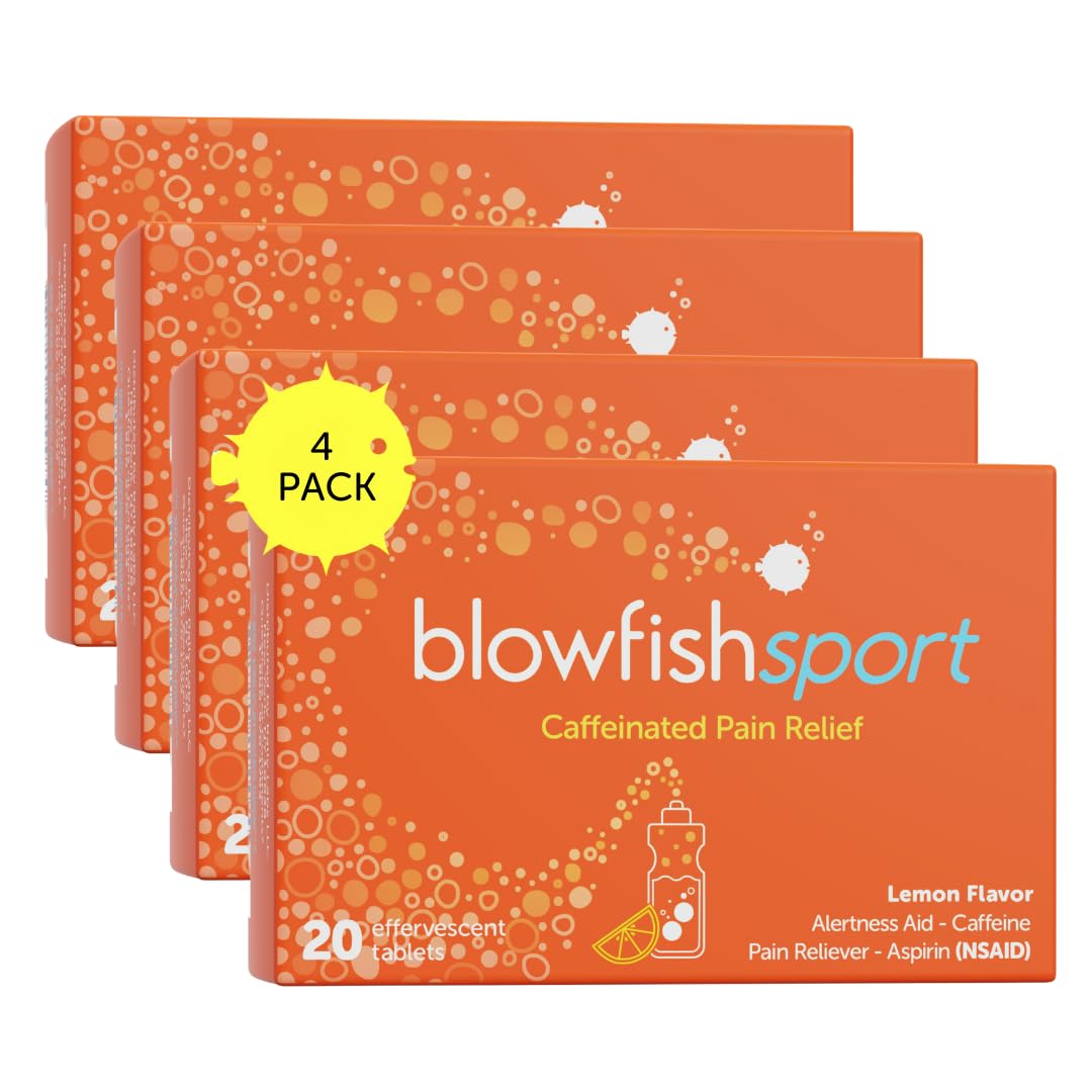 Blowfish Sport | 4 Pack | Pain Relief for Athletes | Eases Sore Muscles | Boosts Energy | Effervescent Formula Works Fast | Perfect for Morning Workouts Blowfish buy supplements canada