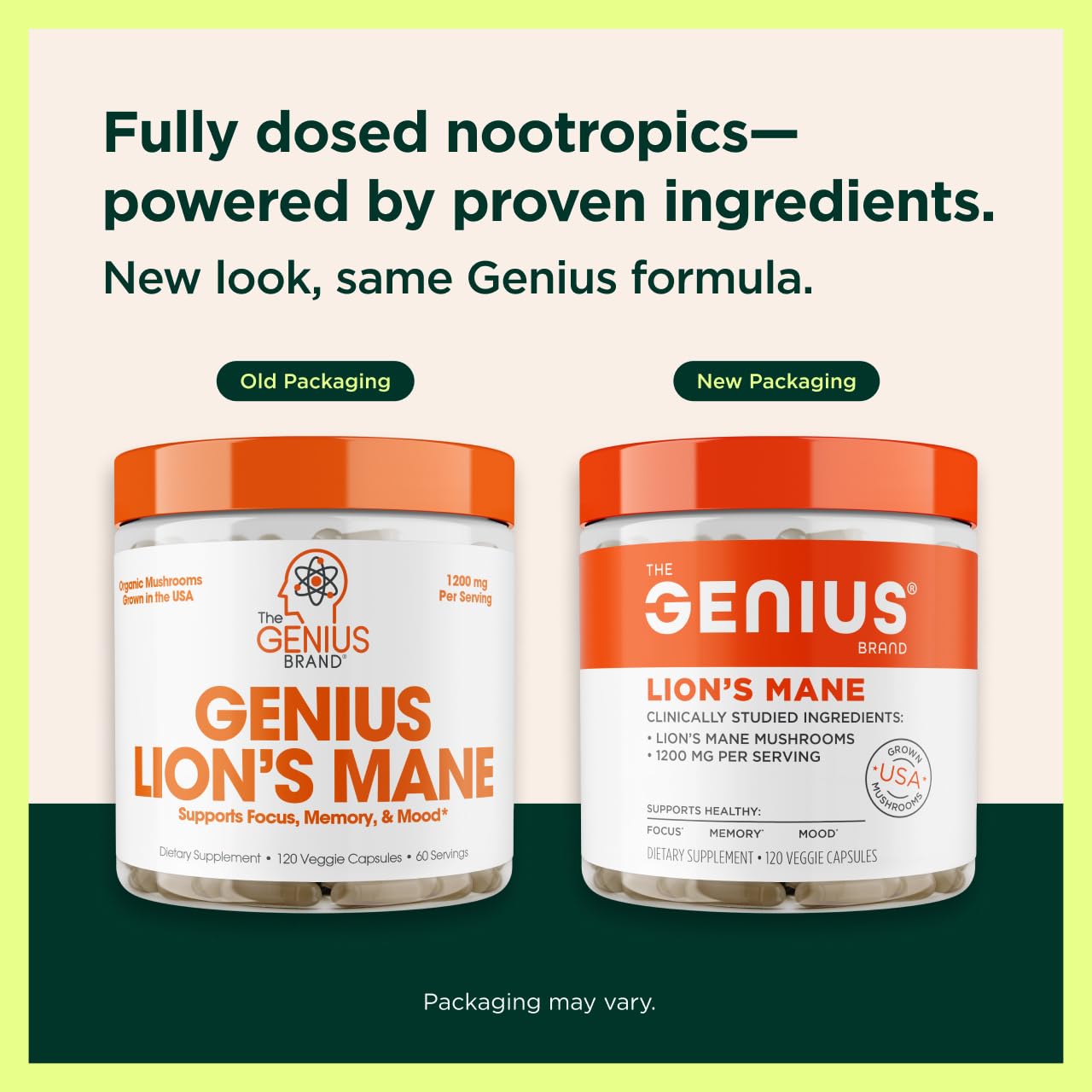 The Genius Brand Genius Lion's Mane - Plant-Based Supplement for Memory, Focus & Mood Support - Organic & Non-GMO - 120 Veggie Capsules The Genius Brand buy supplements canada
