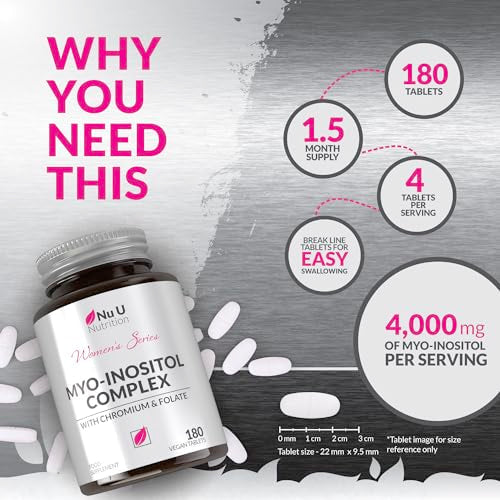 Myo-Inositol Complex 4000mg - 180 Vegan Tablets, 6 Weeks Supply - with 200ug Folate Nu U Nutrition buy supplements canada
