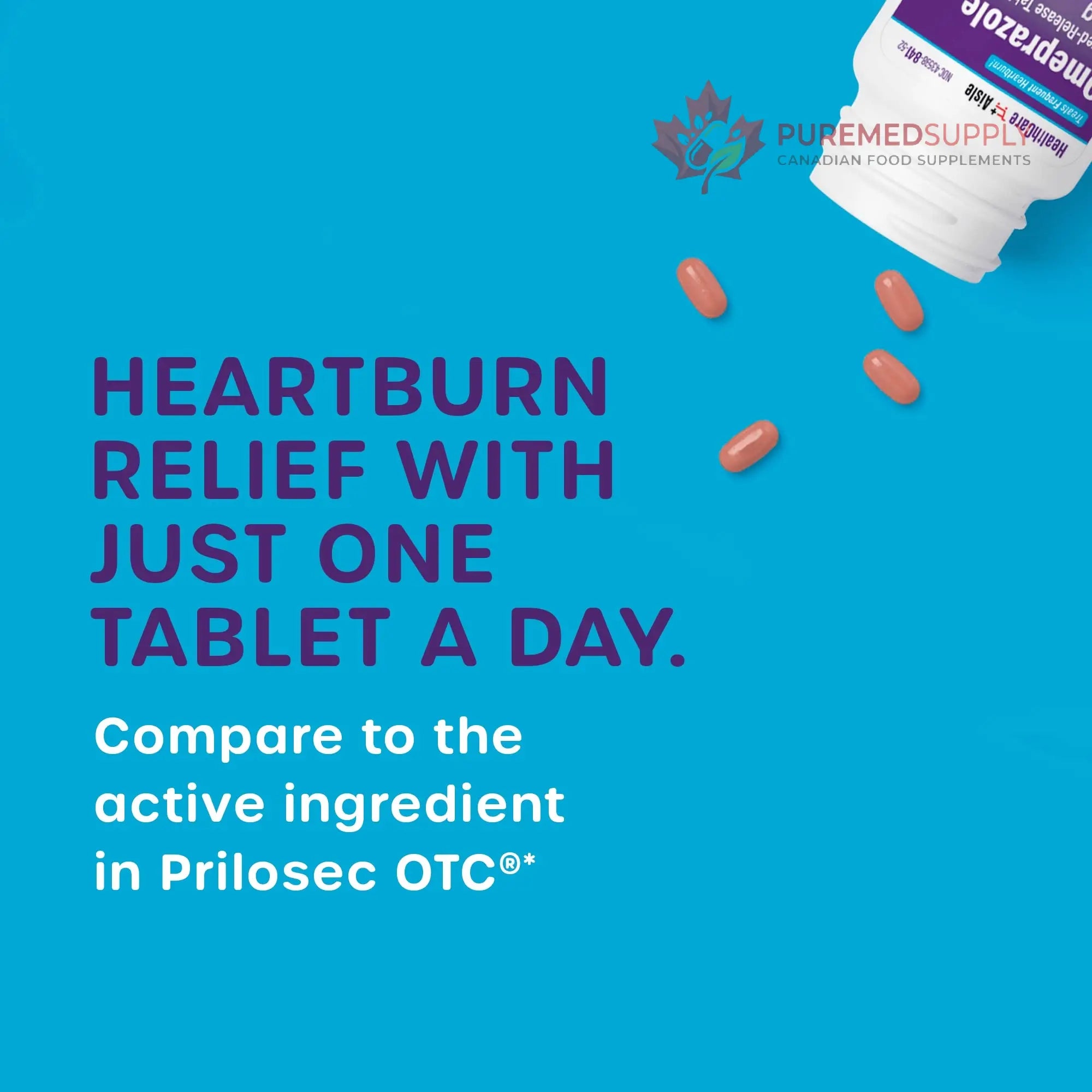 HealthCareAisle Omeprazole 20 mg - 42 Delayed-Release Tablets - Acid Reducer, Treats Frequent Heartburn HealthCareAisle buy supplements canada