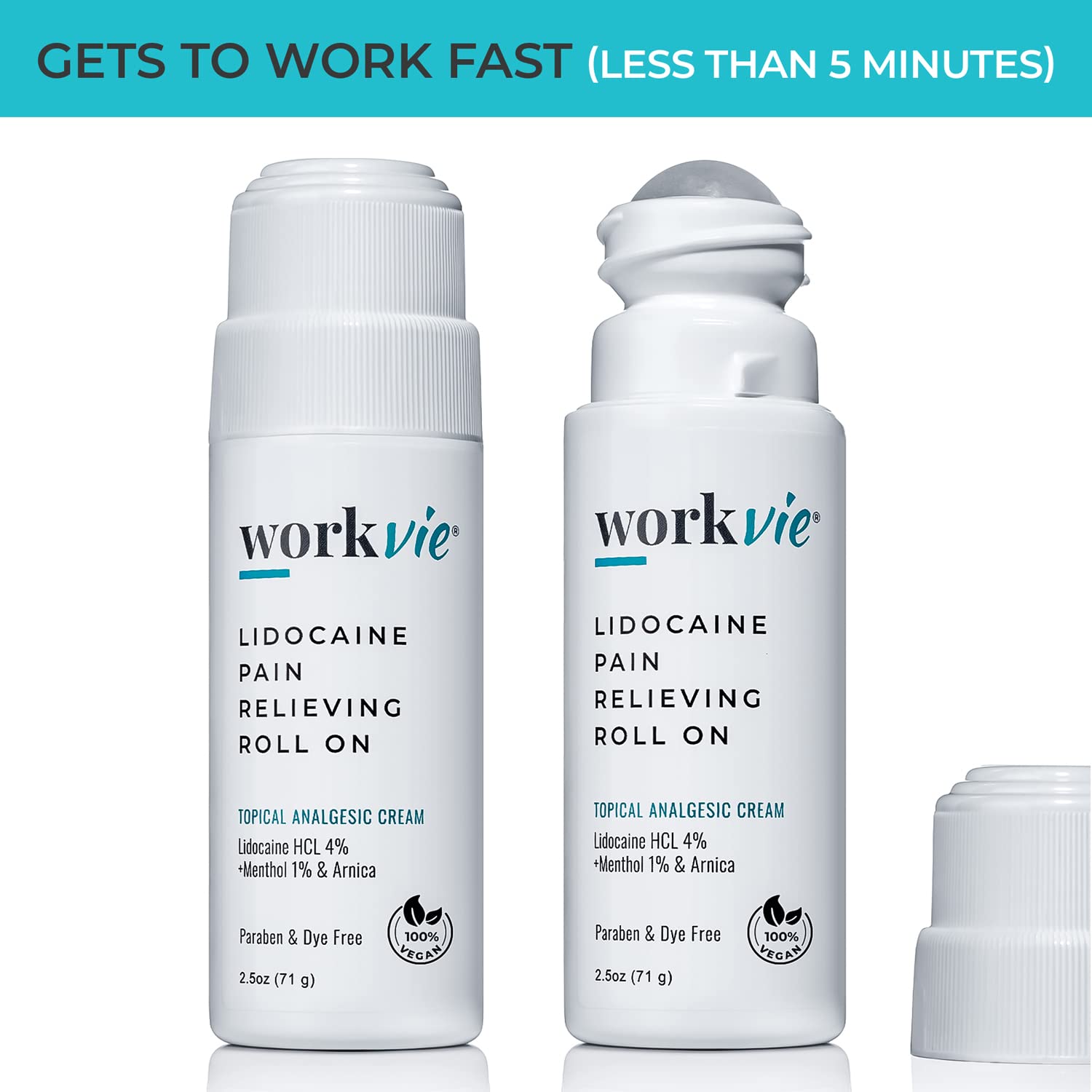 Workvie Lidocaine Pain Relief Roll On 2 Pack & Easy Reach Applicator Tool – Fast Acting Topical Lidocaine Maximum Strength with Arnica Montana & Aloe Vera for Muscles, Joints, Back, Neck & Feet Workvie buy supplements canada