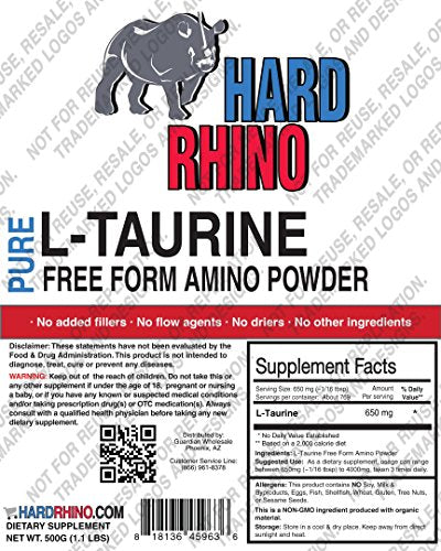 HR Supplements Taurine Powder, 1 Kilogram (2.2 Lbs) | Muscle Recovery | Cardio & Energy Hard Rhino buy supplements canada