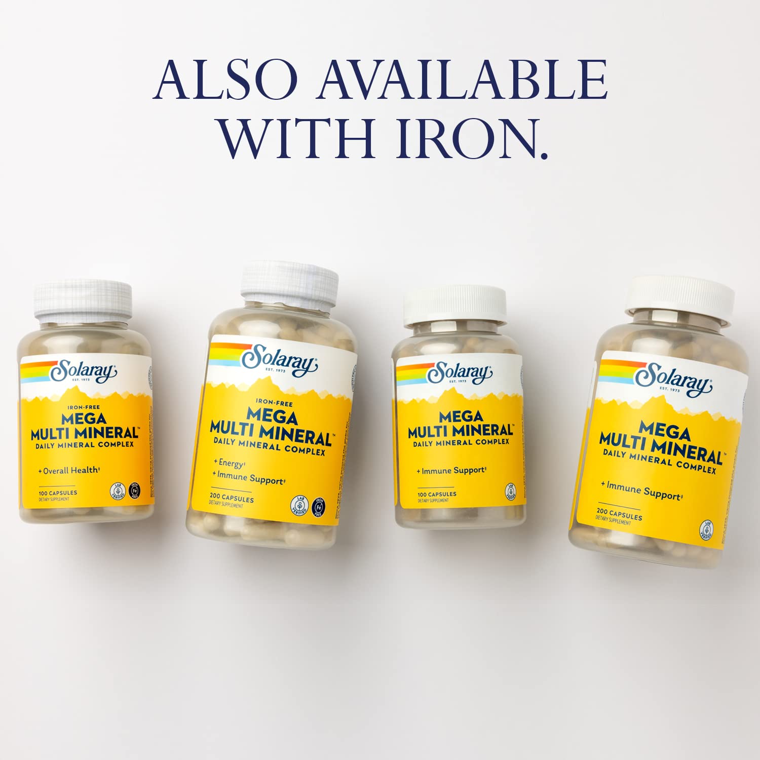 SOLARAY Mega Multi Mineral, Iron Free - Daily Mineral Supplement w/Trace Minerals, Electrolytes, Calcium, Magnesium, Zinc, Selenium, Boron -Cellular Energy, Immune Support, 60-Day Guarantee, 50 Serv SOLARAY buy supplements canada