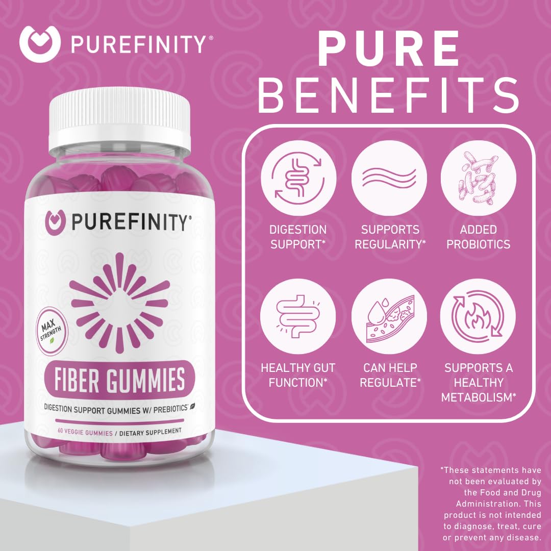 PUREFINITY Fiber Gummies for Adults with Inulin FOS from Chicory Root, Sugar Free Prebiotic Supplement for Daily Digestion PUREFINITY buy supplements canada