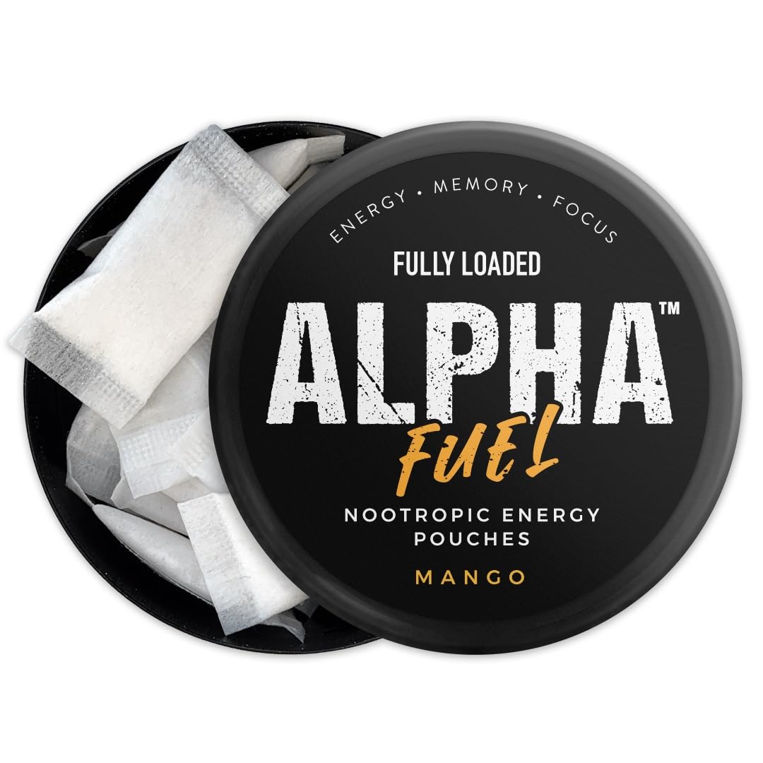 Fully Loaded Alpha Fuel Nootropic Pouches (Mango Fuel) - 5 cans, 15 Pouches per can - Energy Pouches containing Caffeine and nootropic Blend Fully Loaded Bullseye buy supplements canada