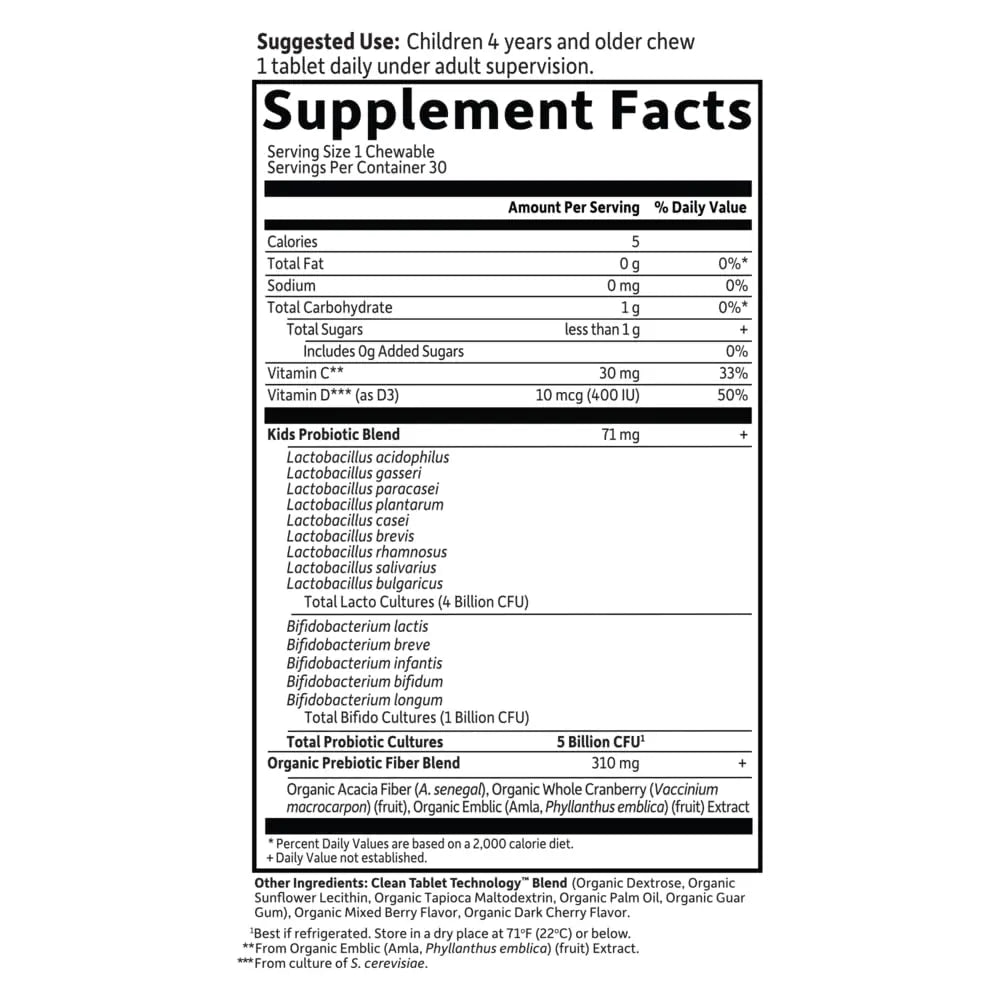 Garden of Life Dr. Formulated Probiotics for Kids, Organic Kids+ - Berry Cherry, 5 Billion CFU Chewable Probiotic plus Vitamin C and D Garden of Life buy supplements canada