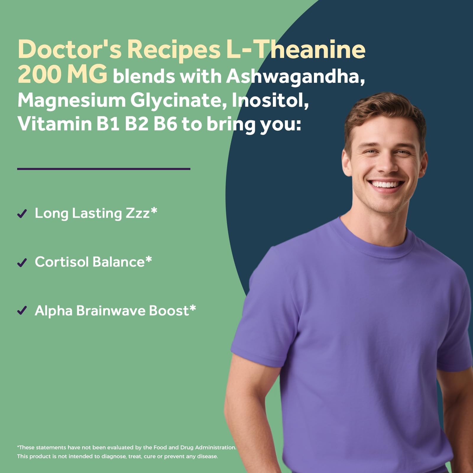 Doctor's Recipes L-Theanine 200 mg, Magnesium Glycinate, Ashwagandha, Inositol, Vitamin B6 B1 B2, Calm Relaxation Mood Cortisol Manager Nerve Focus Sleep Aid Quality No Drowsiness, Vegan, 90 Capsules Doctor's Recipes buy supplements canada