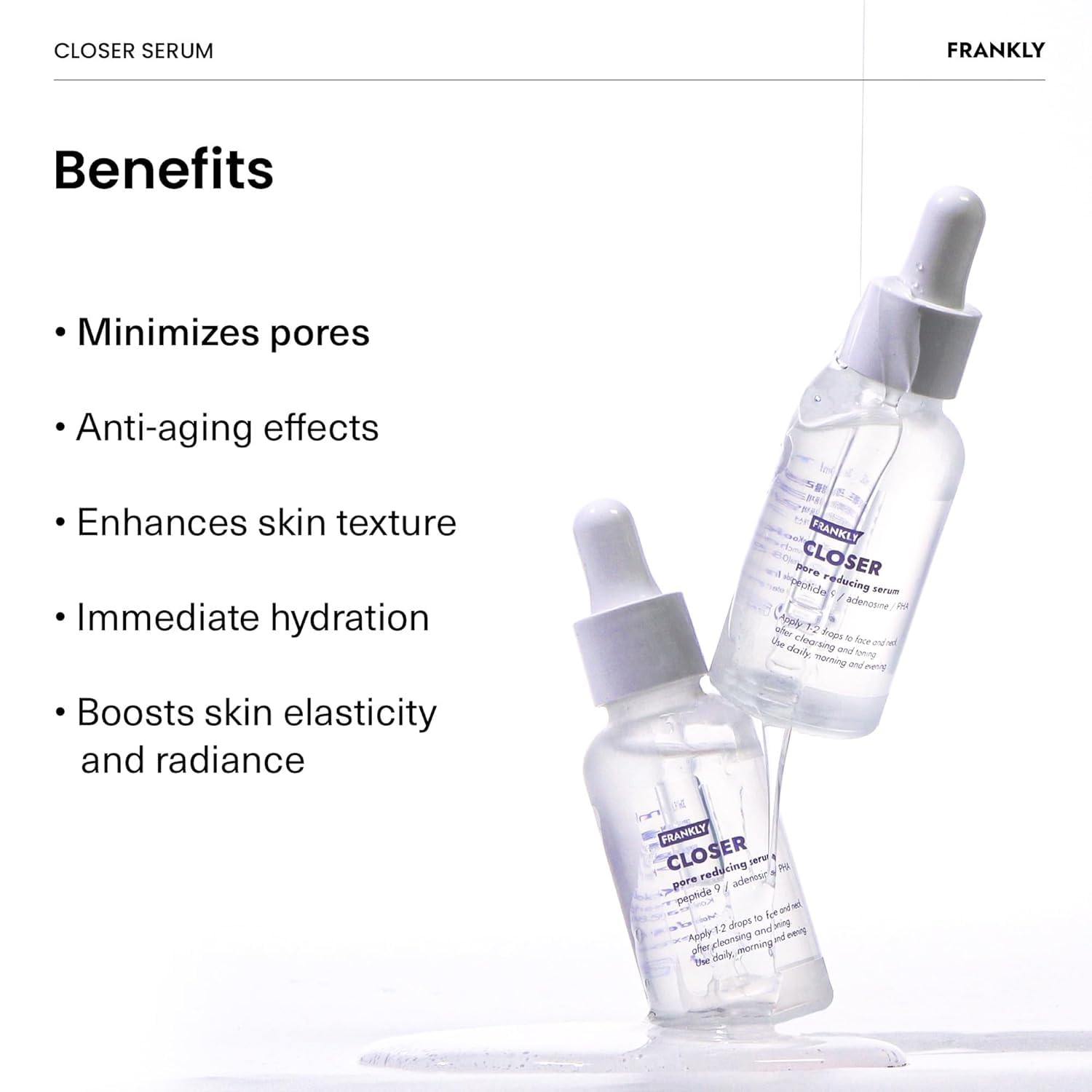 FRANKLY Closer Serum | Pore Minimizer Serum | 9 Peptides, Vegan Collagen, Adenosine, PHA | Korean Pore Minimizer for Glass Skin FRANKLY buy supplements canada