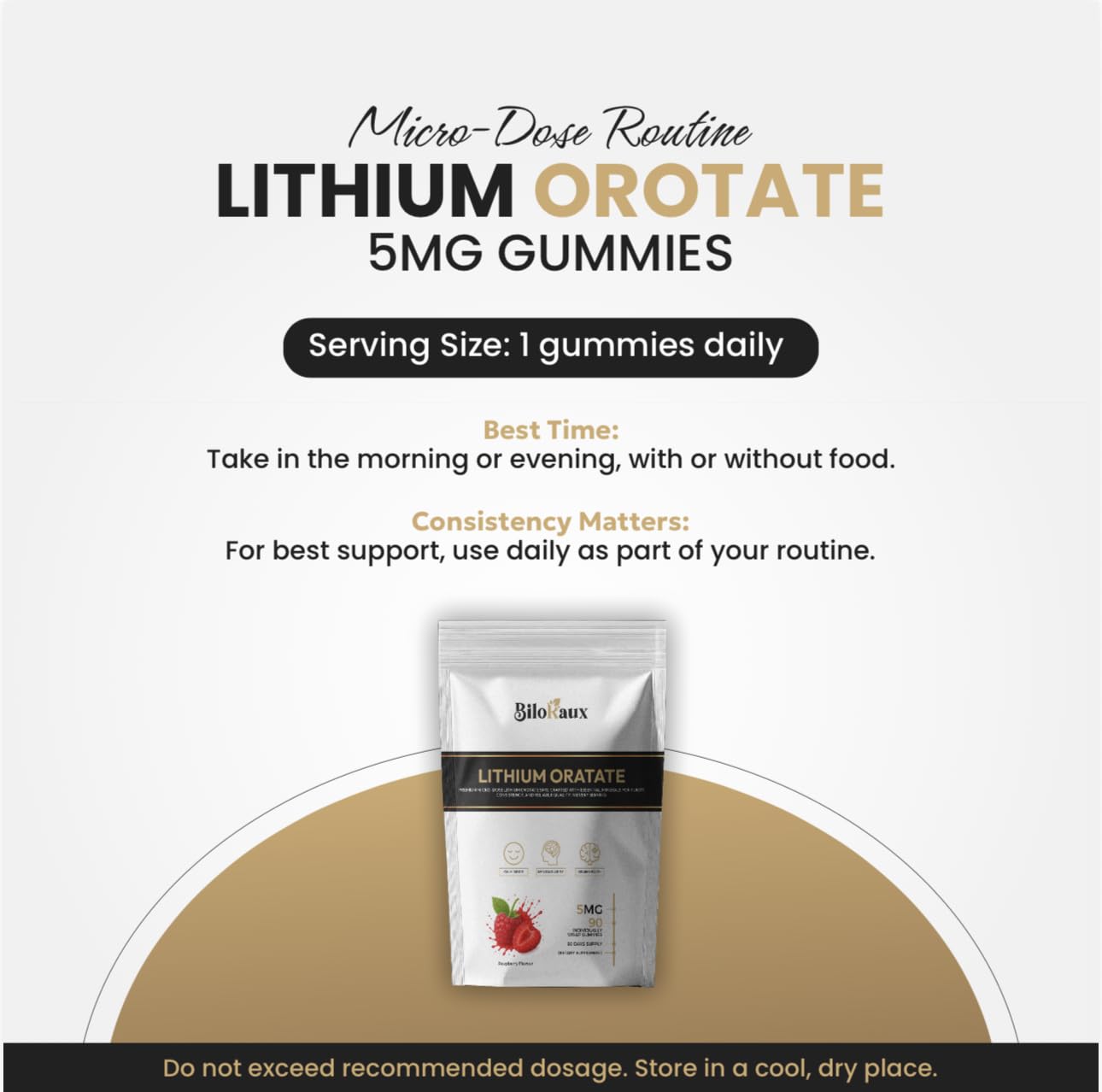 BiloRaux Lithium Orotate 5mg Gummies – Premium Microdose Lithium Supplement for Calm Balance & Focus – Natural Raspberry Flavour – 90 Vegan Gummies BiloRaux buy supplements canada