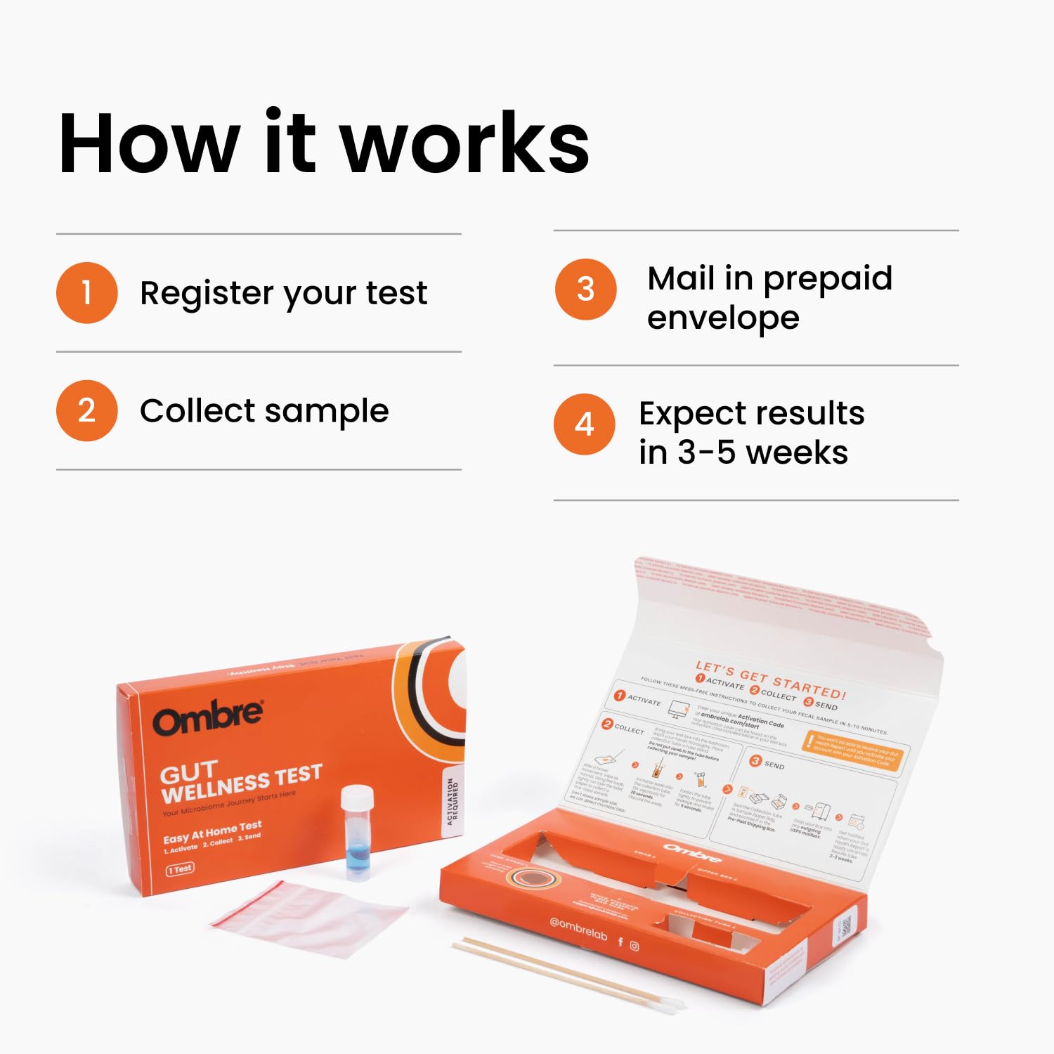 Ombre Gut Health Test Kit - Probiotic Recommender at Home Test for Women & Men - Detailed Custom Gut Microbiome Analysis for Digestive, Immune and Mental Health with Food Suggestions Ombre buy supplements canada