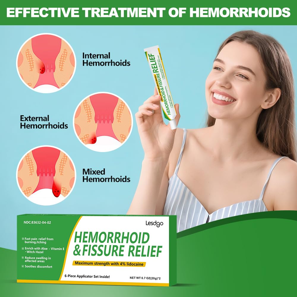 Lesdgo Hemorrhoidal Ointment(2 Pack),Hemorrhoid and Fissure Cream Witch Hazel Maximum Strength Pain Relief,for Itching and Swelling Lesdgo buy supplements canada