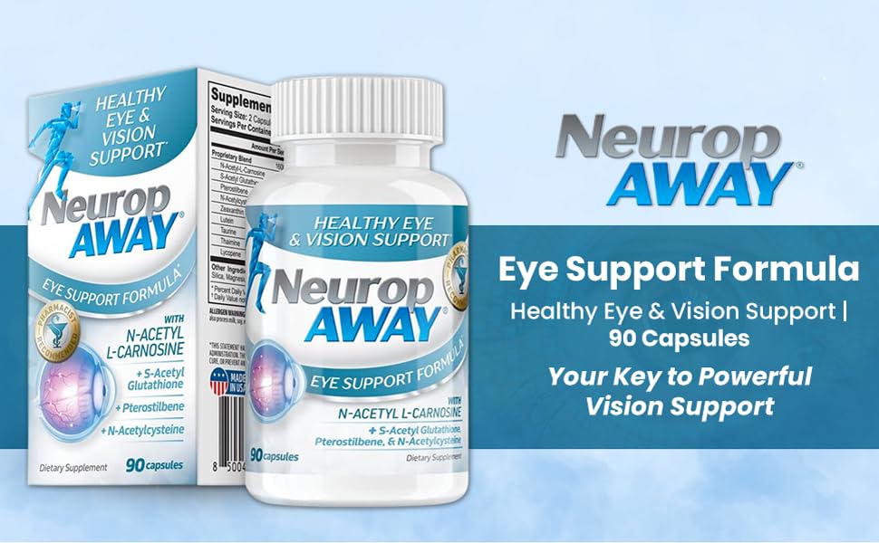 NeuropAWAY Eye Support Supplement 60CT with Lutein N-Acetyl L-Carnosine S-Acetyl Glutathione N-Acetyl Cystiene Pterostilbene Lycopene Zeaxanthin to Support Healthy Vision, Helps Blurry and Dry Eyes NeuropAWAY buy supplements canada