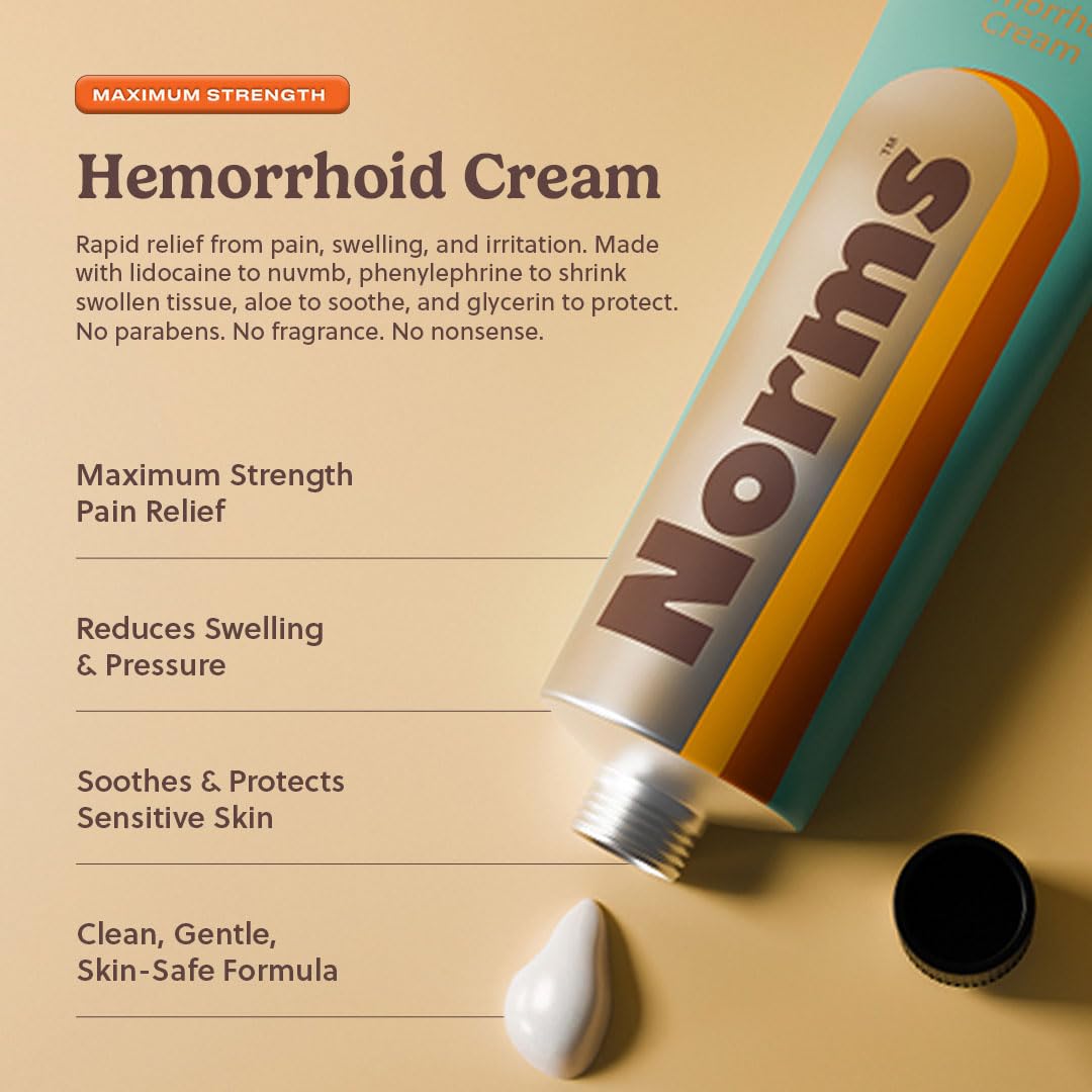 Norms Hemorrhoid Treatment Cream, Max Strength 5% Lidocaine, Rapid Relief for Hemorrhoidal Pain, Swelling, Itching, with Phenylephrine HCL, Aloe & Glycerin – Big Squeeze 2oz Tube Norms buy supplements canada
