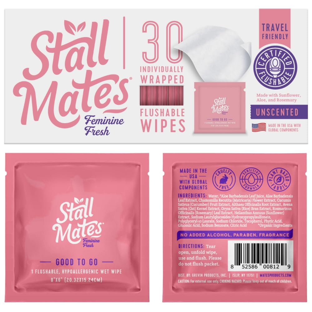 Stall Mates Wipes Feminine Fresh - Flushable | Individually Wrapped Cleansing Travel Friendly PH Stall Mates Wipes buy supplements canada