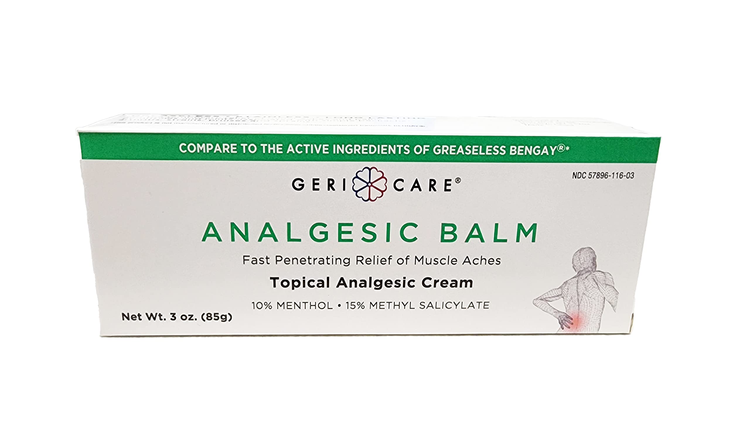 GeriCare Topical Analgesic Cream, Menthol 10%, Methyl Salicylate 15%, Fast Absorption, Pain Relief of Minor Muscle Aches, Body Stiffness, Joint Pain & Soreness, 3 Ounce (Pack of 1) GeriCare buy supplements canada