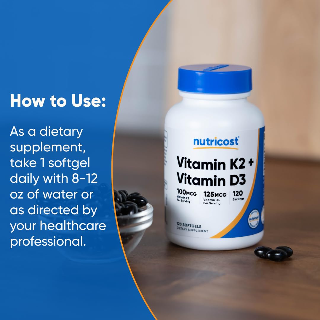 Nutricost Vitamin D3 + K2 (5000 IU D3 / 100mcg MK7), 120 Softgels – Gluten-Free & Non-GMO Nutricost buy supplements canada