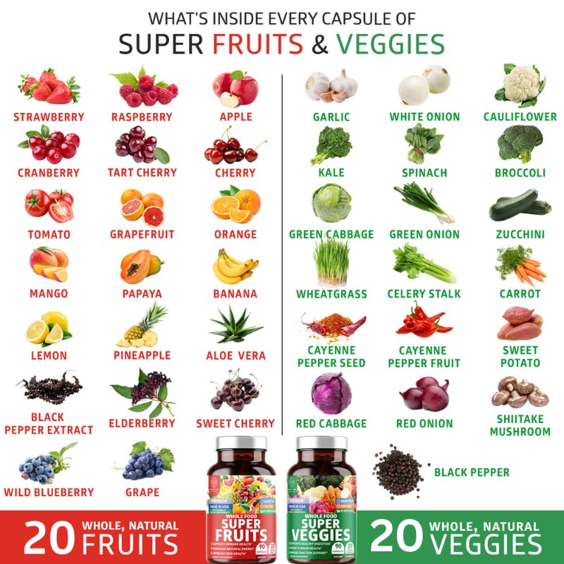 4-Pack N1N Premium Super Fruits & Veggies Supplement, 360 Caps, Whole Food & Natural Superfood for Women, Men & Kids - Packed with Aloe Vera, Vitamins & Minerals, Better Than Multivitamins,100% Vegan Number One Nutrition buy supplements canada