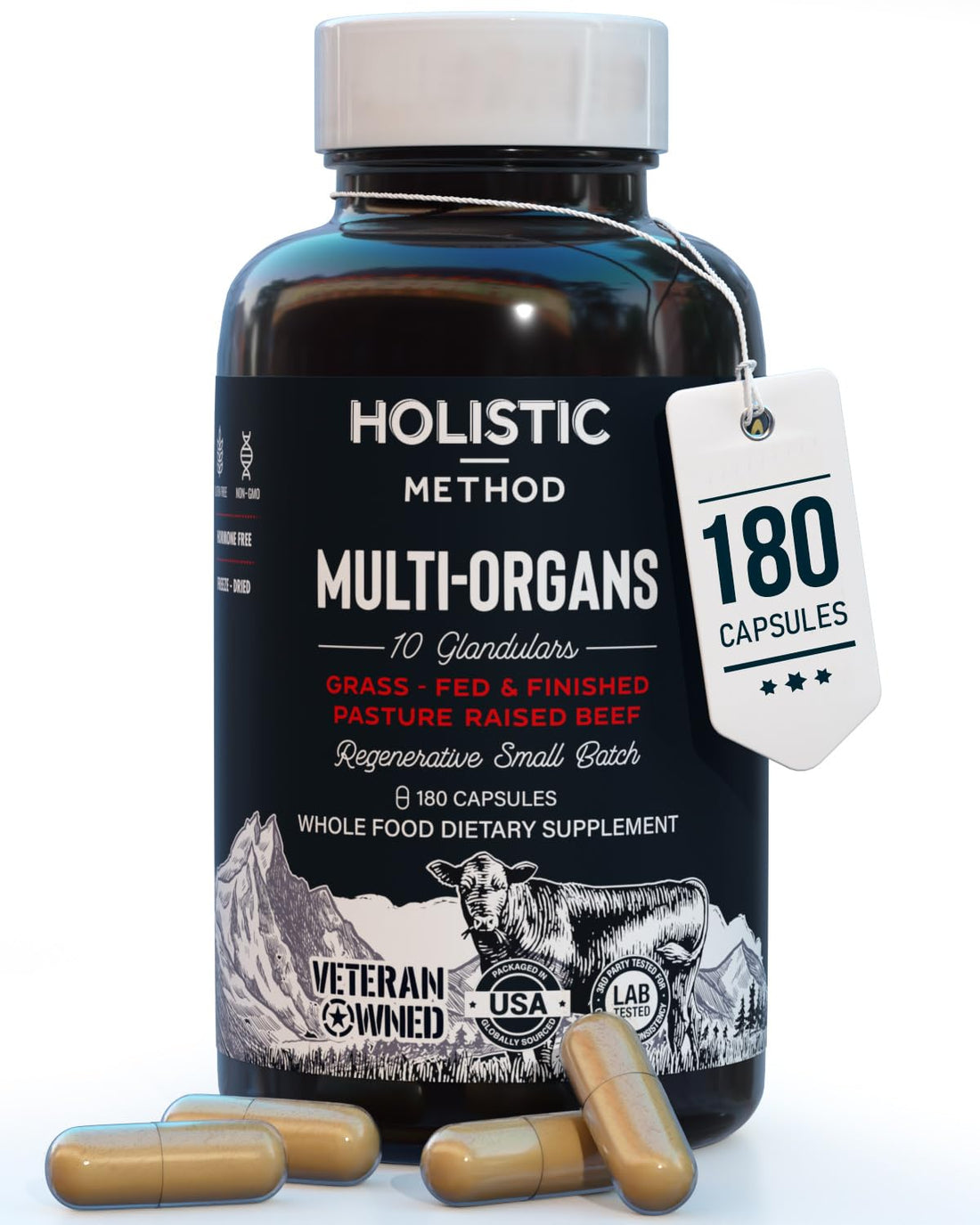 Beef Organ Supplement Complex - 10 Carnivore Grass Fed Proprietary Blend of Liver, Marrow, Brain, Thymus, Spleen, Kidney, Colostrum, Heart, Pancreas, Gallbladder - 180 Caps Carnivore Method buy supplements canada