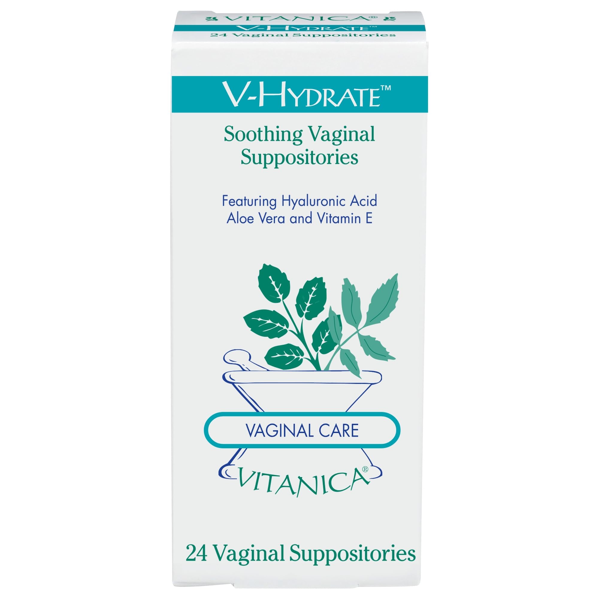 Vitanica V-Hydrate, Hyaluronic Acid Vaginal Suppositories for Comfort and Vaginal Hydration with Aloe Vera and Vitamin E, Hormone-Free & Drug-Free, Vegan, 2 Month Supply, 24 Count Vitanica buy supplements canada