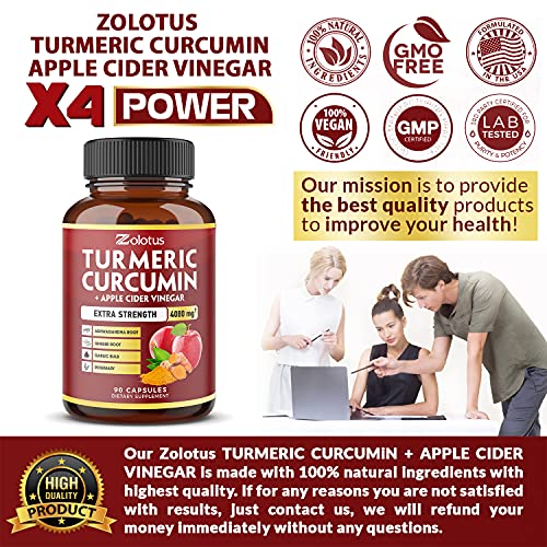 7 in 1 Turmeric Curcumin + Apple Cider Vinegar Capsules, Equivalent to 4080mg Zolotus buy supplements canada