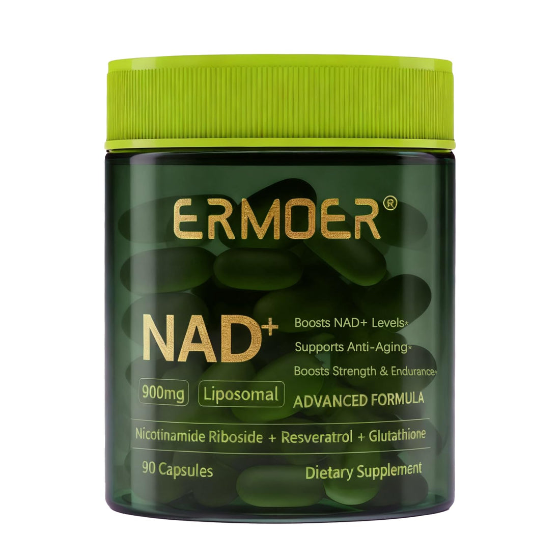 ERMOER NAD Liposomal Nicotinamide Riboside with Resveratrol & Quercetin 900mg, NAD Resveratrol Supplement for Anti Aging, Energy, Antioxidant, Focus (90 Count) ERMOER buy supplements canada