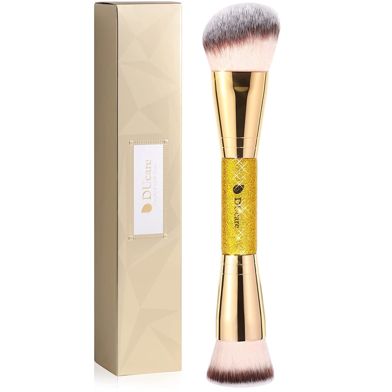 DUcare Dual End Foundation Contour Bronzer Brush, Gold Glitter Handle Double Ended Professional Face Makeup Tool for Liquid Cream Powder DUcare buy supplements canada