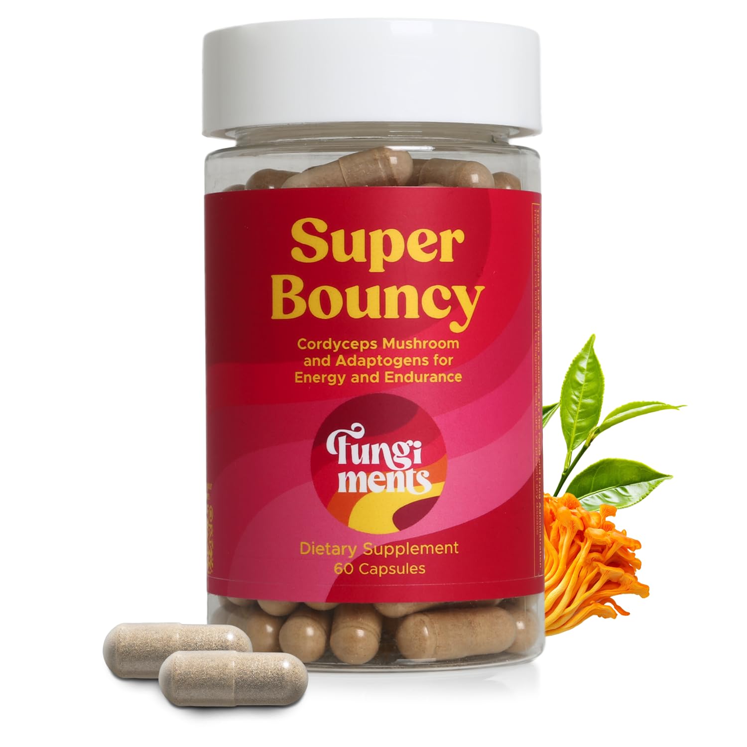 Fungiments Super Bouncy Mushroom Supplement – Cordyceps Focus Capsules for Adults – Natural Brain Boost, Green Tea Energy Vitamins Without jitters, Stamina for Women, Fatigue Support – 60 Count Fungiments buy supplements canada