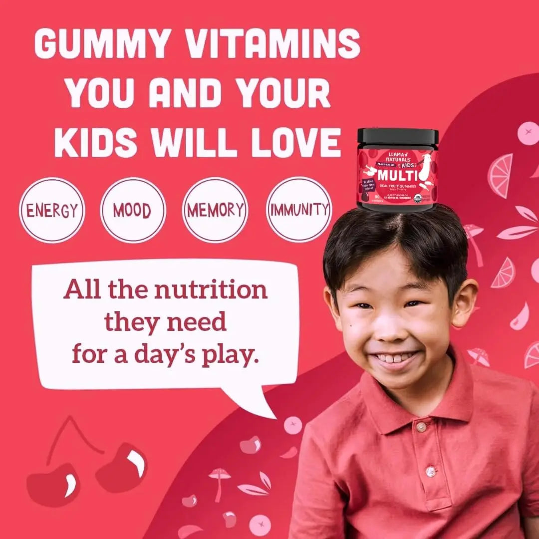 Llama Naturals Kids Multivitamin Gummies | Real Fruit, No Added Sugar Cane | Organic Vegan Toddler Whole Food Vitamins | Llama Naturals buy supplements canada