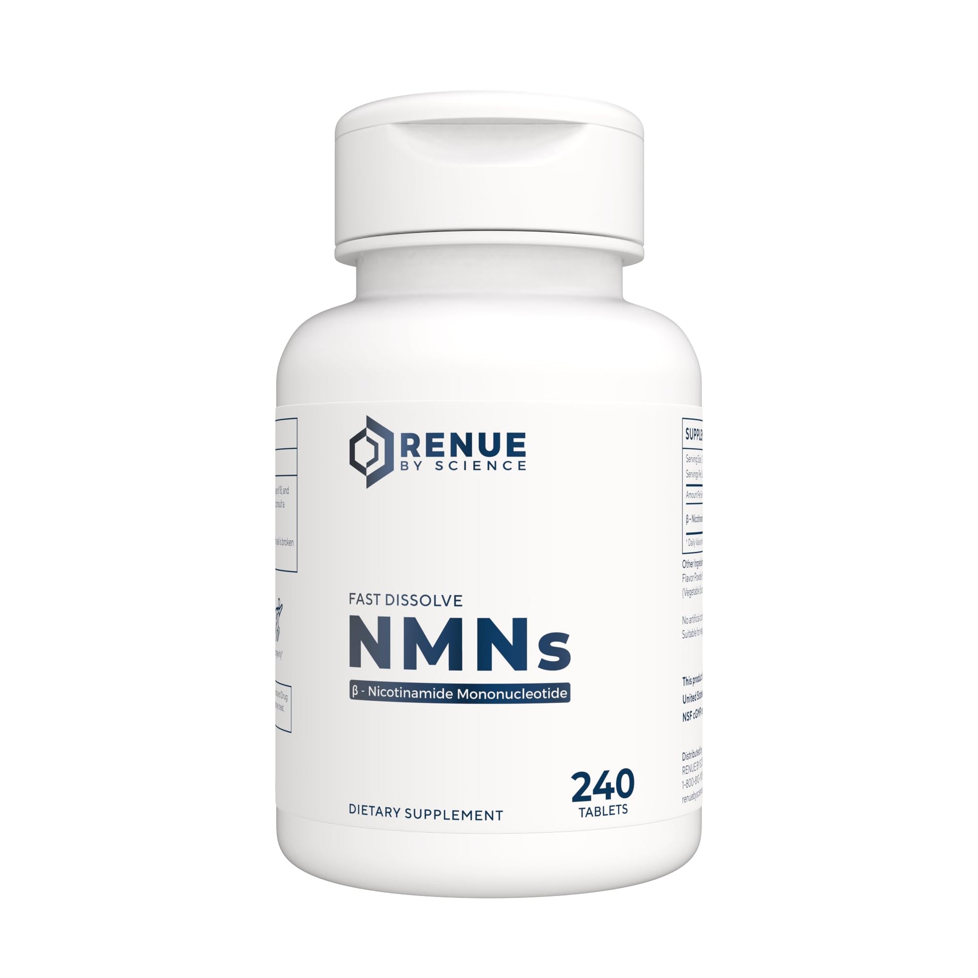 Renue By Science NMN Supplement | 240 Chewable Vegetarian Tablets - 125mg Nicotinamide Mononucleotide per Serving | Lemon Flavour - Manufactured in The USA Third-Party Tested Renue By Science buy supplements canada