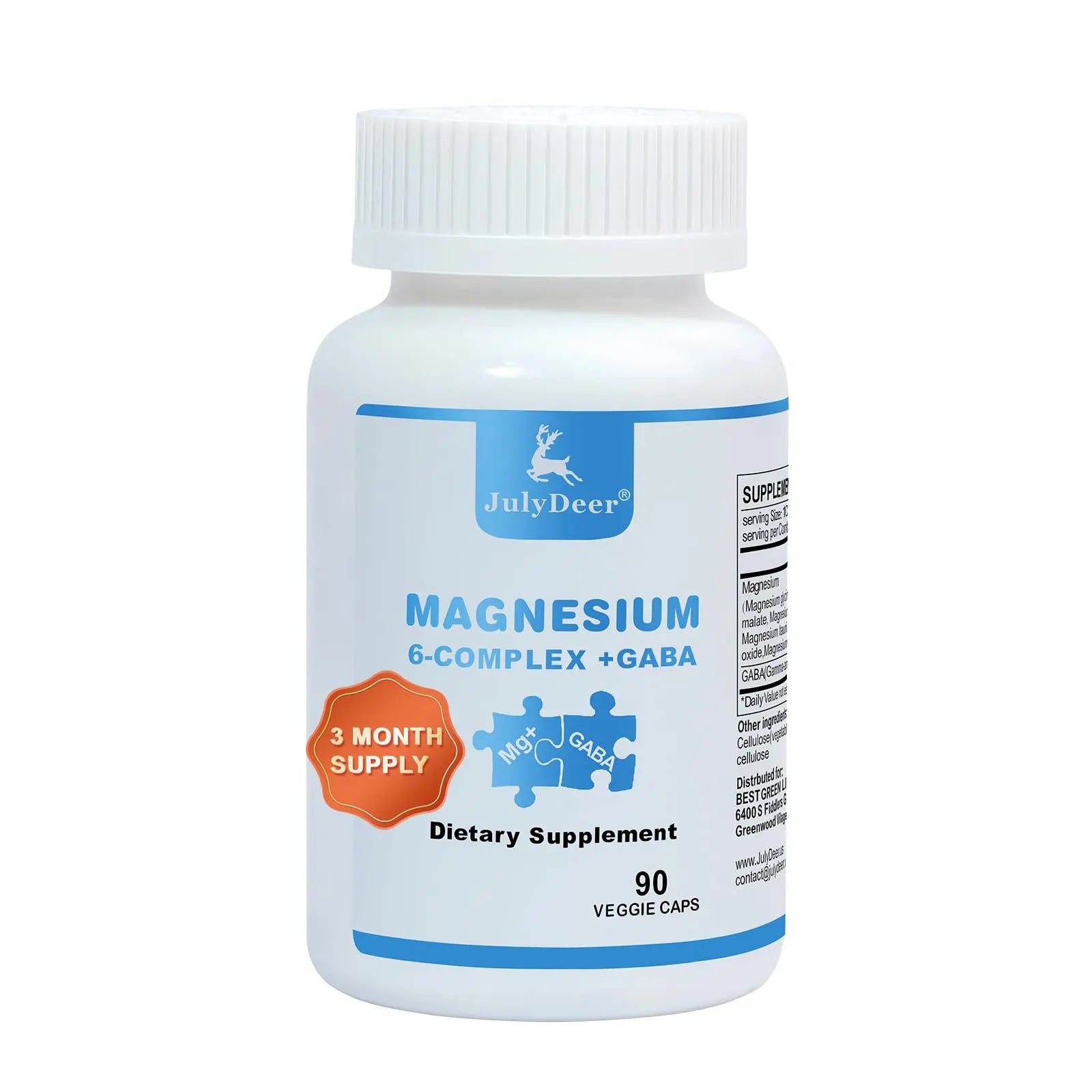 JulyDeer Sixfold Magnesium Complex | 350mg of Magnesium Glycinate, Malate, Citrate, Taurine, Oxide, Mg+ for Muscles,Nerves,& Energy, GABA Sleep Support | High Absorption | Vegan | 90 Capsules Risabou buy supplements canada