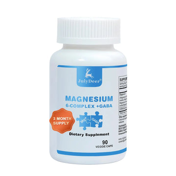 JulyDeer Sixfold Magnesium Complex | 350mg of Magnesium Glycinate, Malate, Citrate, Taurine, Oxide, Mg+ for Muscles,Nerves,& Energy, GABA Sleep Support | High Absorption | Vegan | 90 Capsules Risabou buy supplements canada