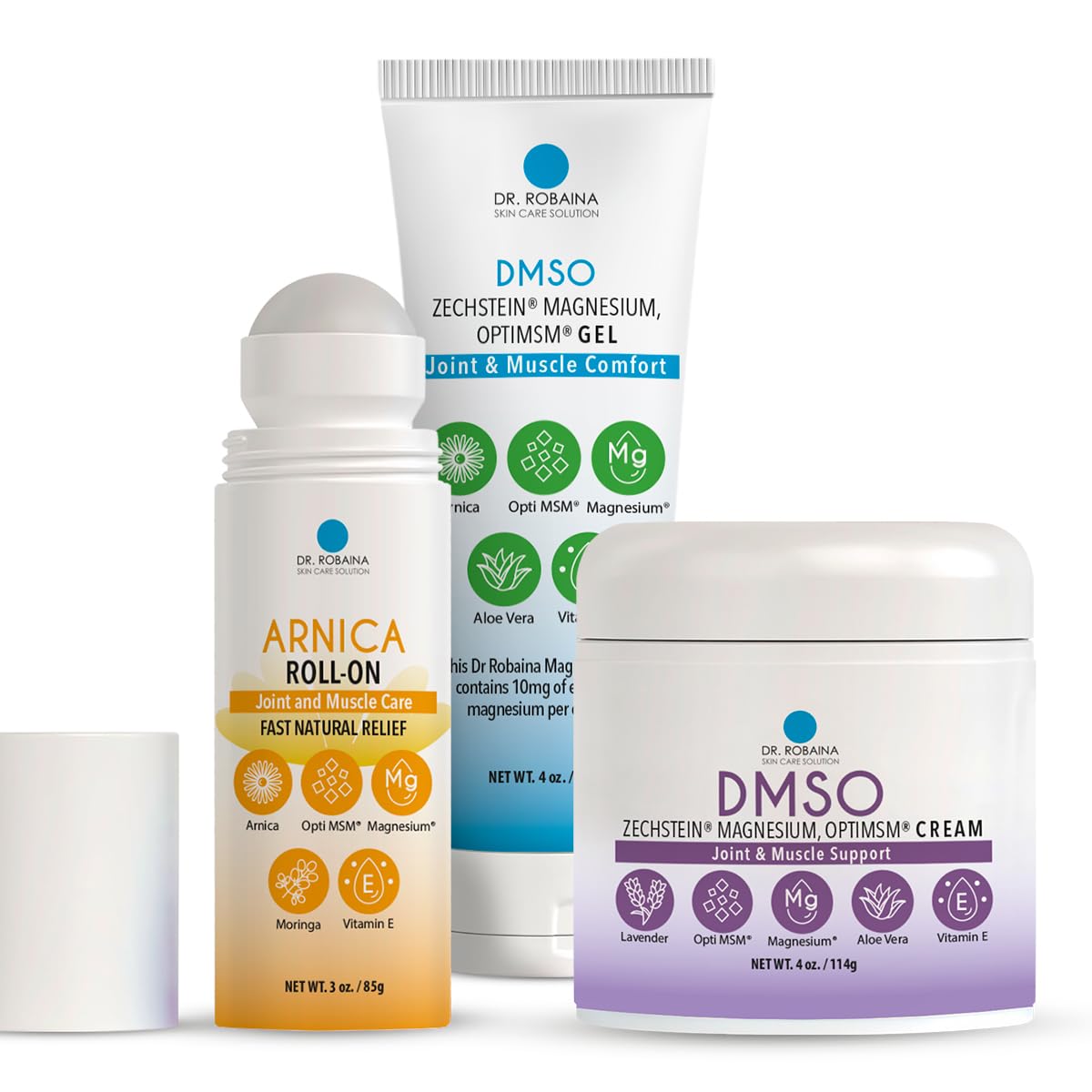Arnica & DMSO Gel Recovery Bundle – 99.9% Pure Pharmaceutical Grade DMSO & Arnica Roll-On | Lavender Cream & Fast-Absorbing Gel | Hydrating & Non-Greasy | Made in USA Dr. Robaina buy supplements canada