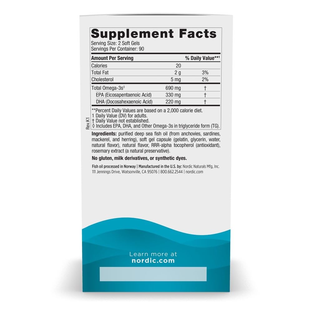 Nordic Naturals Omega-3, Lemon Flavor - 180 Soft Gels - 690 mg Omega-3 - Fish Oil - EPA & DHA - Immune Support, Brain & Heart Health, Optimal Wellness - Non-GMO - 90 Servings Nordic Naturals buy supplements canada